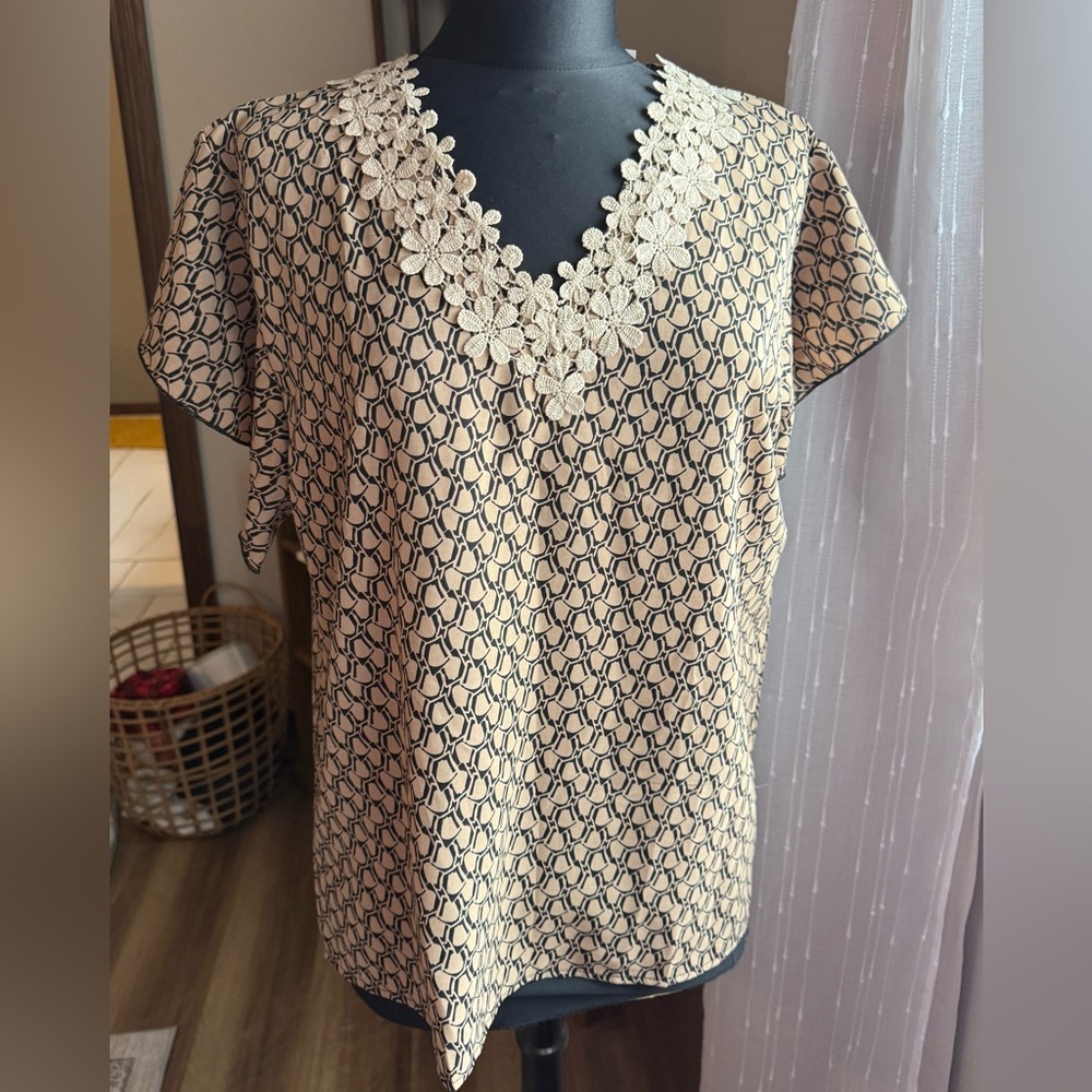 Elegant Cream and Black Women's Top